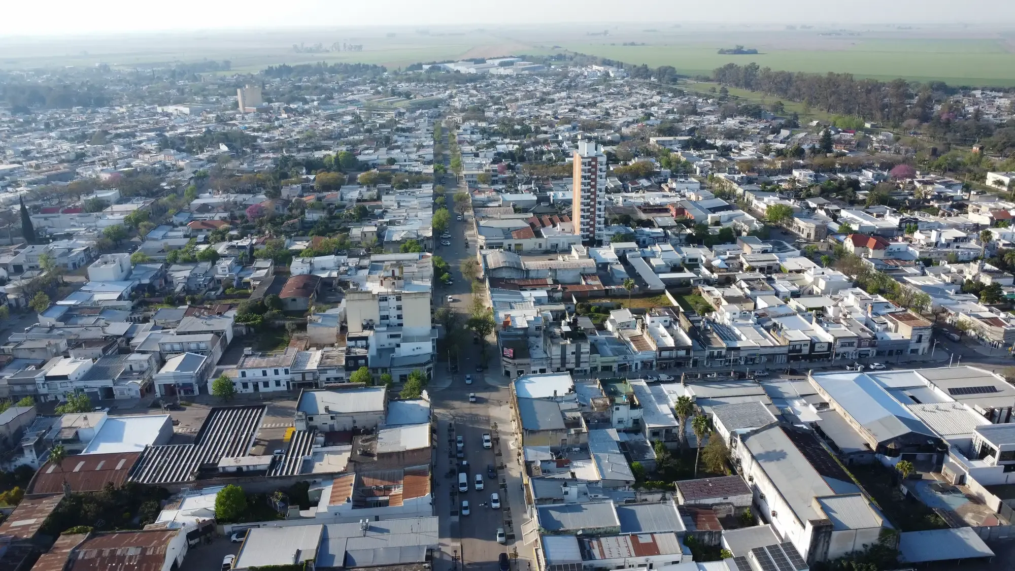 Vista aérea del centro comercial de Gálvez.